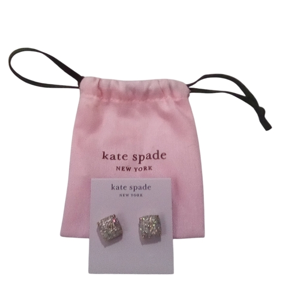 kate spade Jewelry - Kate Spade Silver Glitter Crystal 1/2" Square Stud Earrings